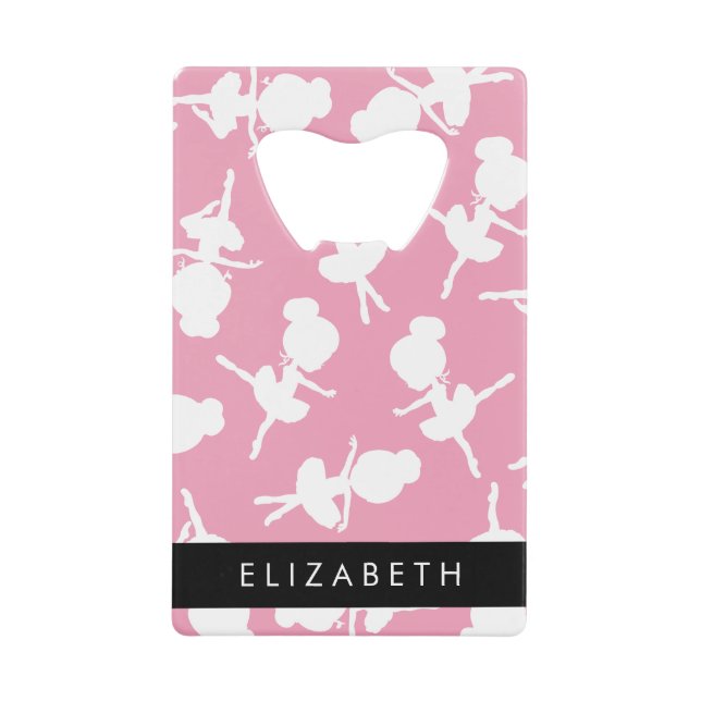 Ballerina Muster, Ballettmädchen, Tanz, Ihr Name Geldbeutel Flaschenöffner (Vorderseite)