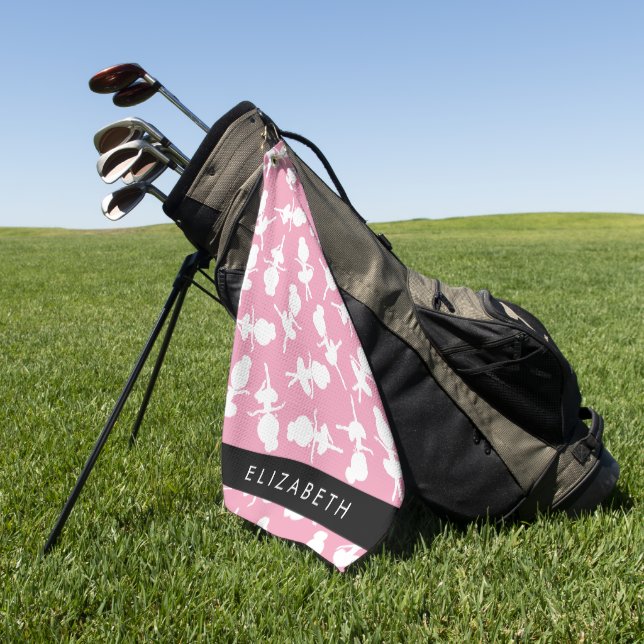 Ballerina Muster, Ballettmädchen, Tanz, Ihr Name Golfhandtuch (Gras)