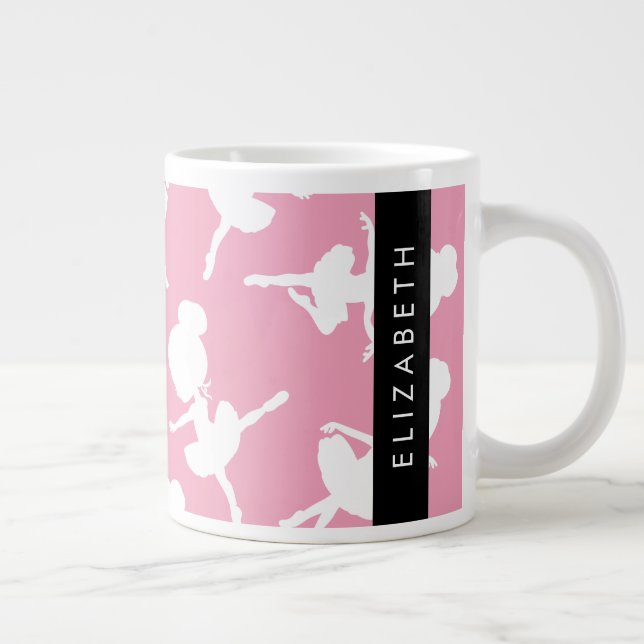 Ballerina Muster, Ballettmädchen, Tanz, Ihr Name Jumbo-Tasse (Rechts)