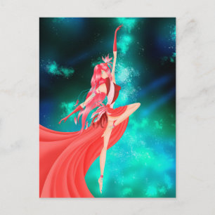 Ballerina Nachthimmel Postkarte