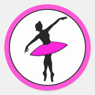 Ballerina Neon Ballet Dancer Silhouette Hot Pink Runder Aufkleber