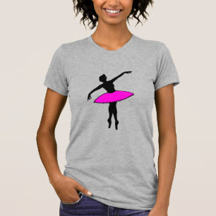 Ballerina Neon Ballet Dancer Silhouette Hot Pink T-Shirt