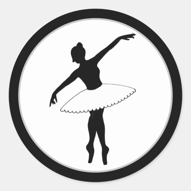Ballerina Neon Ballet Tänzerin Silhouette Black Runder Aufkleber (Vorderseite)