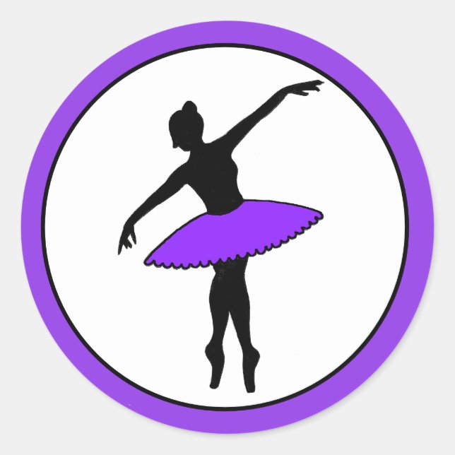 Ballerina Neon Ballet Tänzerin Silhouette Lila Runder Aufkleber (Vorderseite)