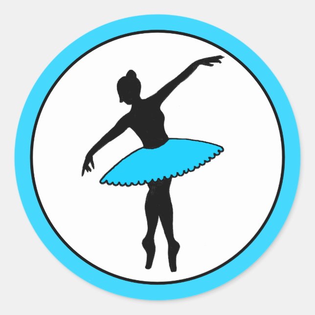 Ballerina Neon Ballet Tänzerin Silhouette Runder Aufkleber (Vorderseite)