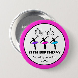 Ballerina Neon Ballett Tänzer Tanz Geburtstagspart Button