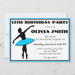 Ballerina Neon Ballett Tänzer Tanz Geburtstagspart Einladung