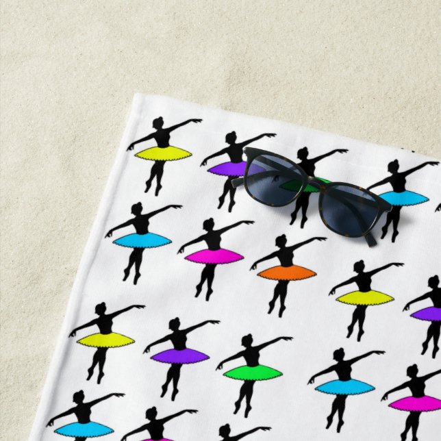 Ballerina Neon Tutus Silhouette Ballett Tänzer Strandtuch (Beispiel)