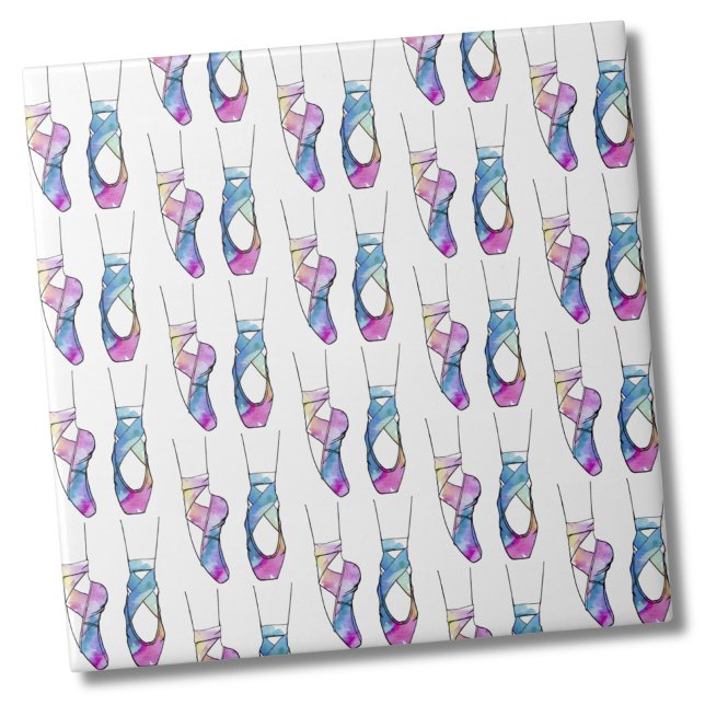Ballerina Niedlich Ballet Fliese (Cute Watercolor Dancing Ballerina Ballet Shoes Ceramic Tile)