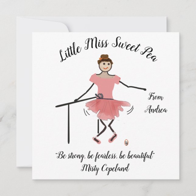 Ballerina Note Card w Little Miss Sweet Pea Dankeskarte (Vorderseite)