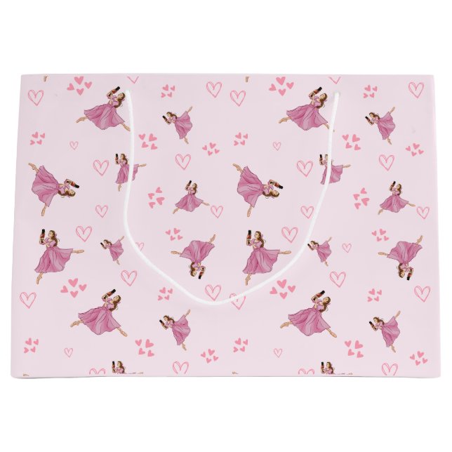 Ballerina Nutcracker Geburtstagsmuster Große Geschenktüte (Vorderseite)