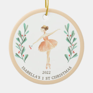 Ballerina/Nutcracker Girl's 1. Weihnachten Keramik Ornament