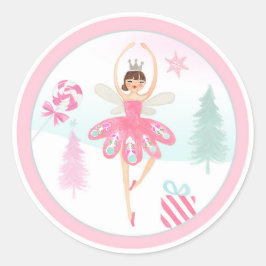 Ballerina Nutcracker Pink Girl Birthday Cupcake Runder Aufkleber