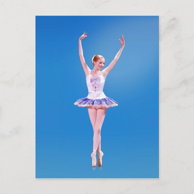 Ballerina On Point in Lila und weiß Postkarte (Vorderseite)
