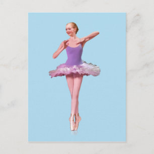 Ballerina On Point in Lila und weiß Postkarte
