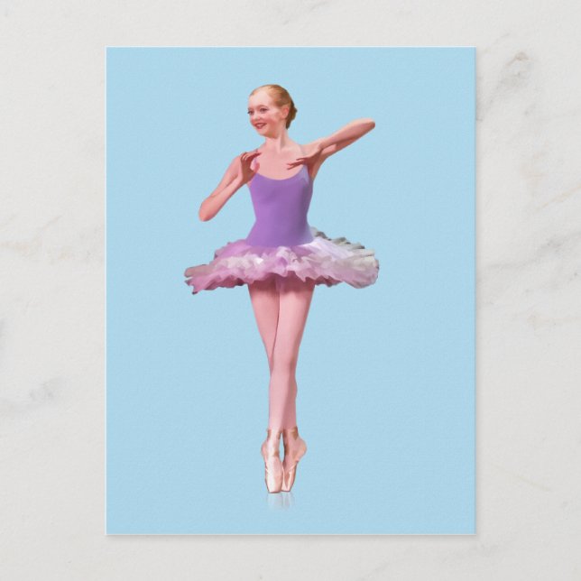 Ballerina On Point in Lila und weiß Postkarte (Vorderseite)