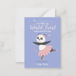 Ballerina Panda kids Valentine's Day Card Mitteilungskarte