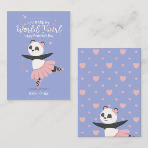 Ballerina Panda kids Valentine's Day Card Mitteilungskarte