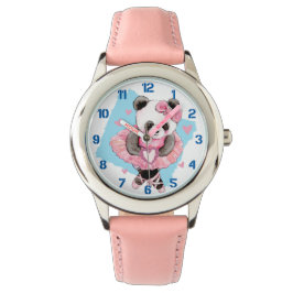 Ballerina Panda Pink Herzkinder Armbanduhr