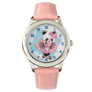 Ballerina Panda Pink Herzkinder Armbanduhr