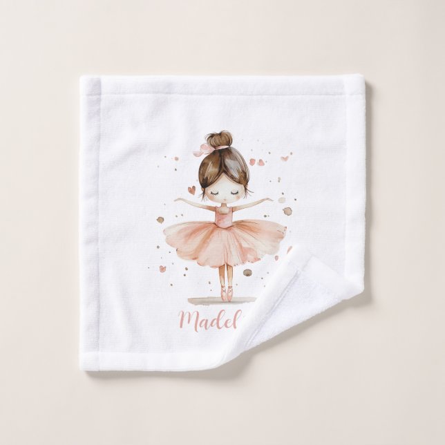 Ballerina Personalisiert Name Girly Waschlappen (Waschlappen)