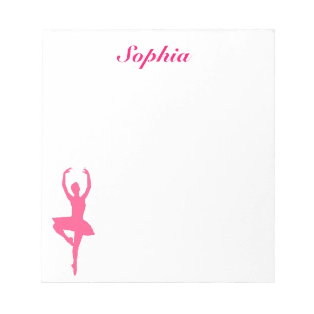 Ballerina Personalisiert Notepad (rosa) Notizblock (Vorderseite)