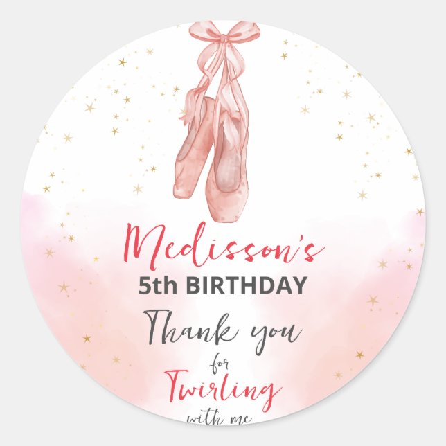 Ballerina Pink Ballet Slippers Gunst Runder Aufkleber (Vorderseite)