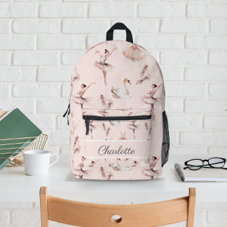 Ballerina Pink Ballettschuhe Personalisierter Name Bedruckter Rucksack