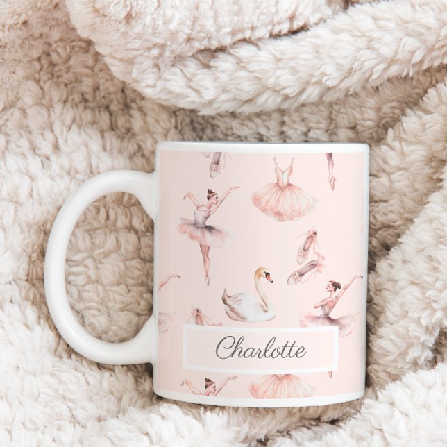 Ballerina Pink Ballettschuhe Personalisierter Name Kaffeetasse (Von Creator hochgeladen)