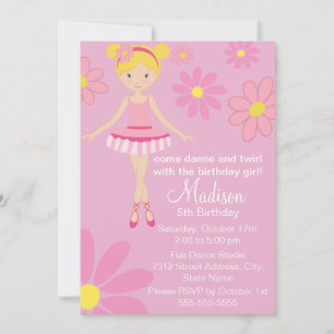 Ballerina Pink Dance Party Geburtstagseinladung Einladung