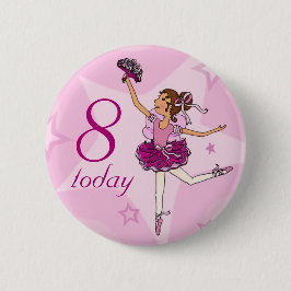 Ballerina pink girl birthday button