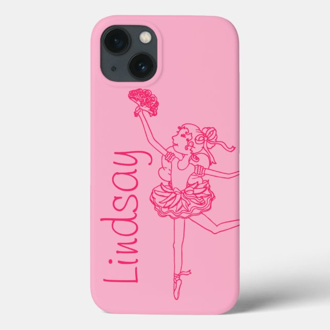 Ballerina pink Girls benennen personalisierten Pik Case-Mate iPhone Hülle (Rückseite)