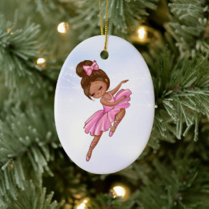 Ballerina Pink, Lila Hübsches Ballett Weihnachten Keramik Ornament