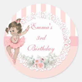 Ballerina Pink Tutu Blume Runder Aufkleber