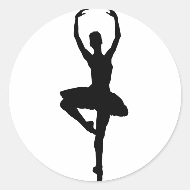 BALLERINA PIROUETTE (Ballett-Tanz-Silhouette) ~ Runder Aufkleber (Vorderseite)