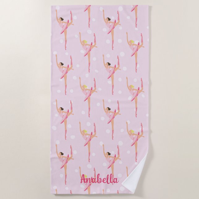 Ballerina Polka Dot Muster Design Strandtuch (Vorderseite)