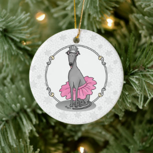 Ballerina Princess Greyhound Dog (grau) Keramik Ornament