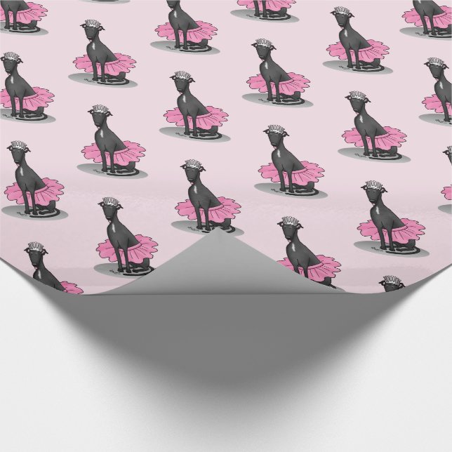 Ballerina Princess Greyhound Dog (schwarz) Geschenkpapier (Ecke)