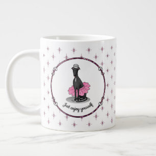 Ballerina Princess Greyhound Dog (schwarz) Jumbo-Tasse