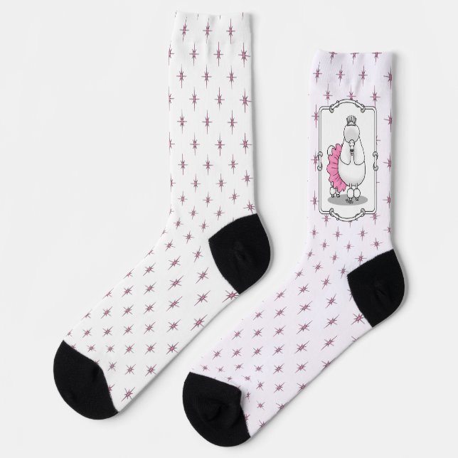 Ballerina Princess Poodle Dog (weiß) Socken (Linkes Detail)