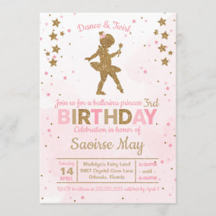 Ballerina Princess Sparkle zum Geburtstag Einladun Einladung