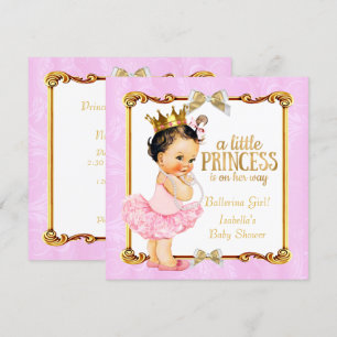 Ballerina Prinzessin Baby Shower Pink Gold Brünett Einladung