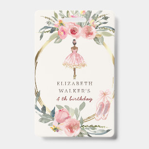 Ballerina-Prinzessin Floral Blush Geburtstagsfeier Ausweis