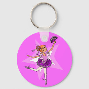 Ballerina-Prinzessin lila rosa Schlüsselanhänger