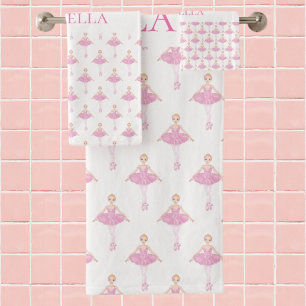 Ballerina Prinzessin Tänzerin Rosa Weiße Mädchen M Badhandtuch Set