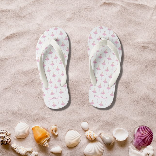 Ballerina Prinzessin Tänzerin Rosa Weiße Mädchen M Kinderbadesandalen (Von Creator hochgeladen)