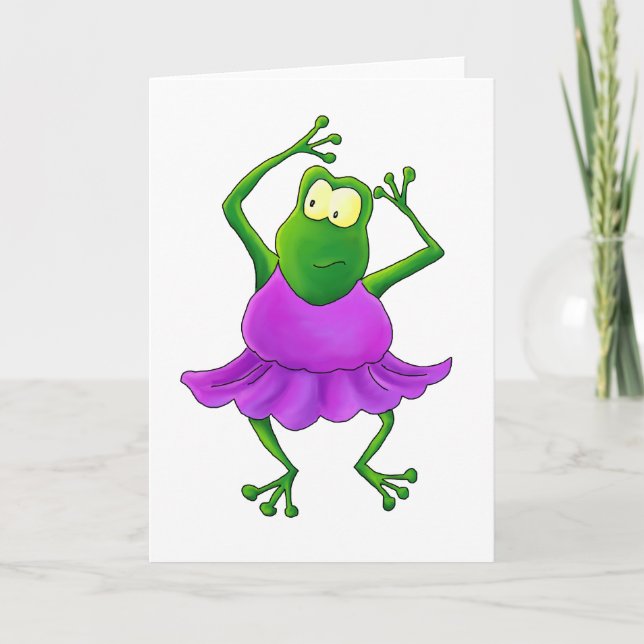 Ballerina Purple Tutu Dancing Frog Karte (Vorderseite)