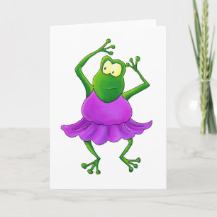 Ballerina Purple Tutu Dancing Frog Karte