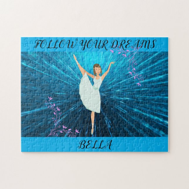 Ballerina Puzzle, "Folge deinen Träumen" & Name. Puzzle (Horizontal)