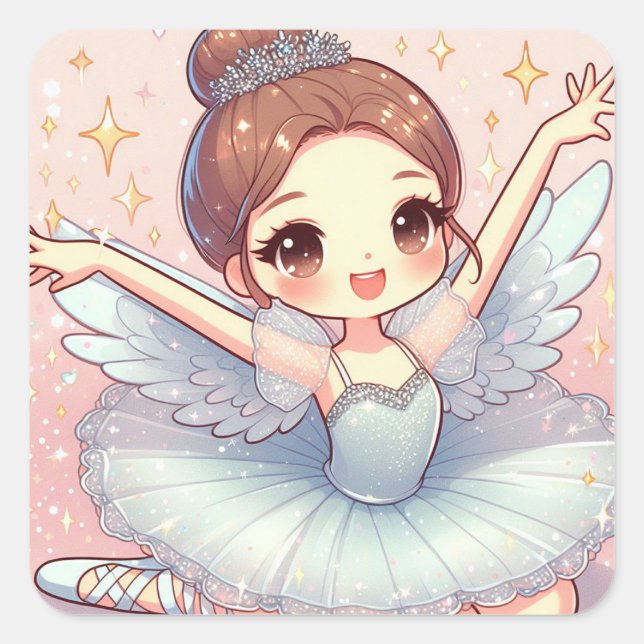 Ballerina Quadratischer Aufkleber (Vorderseite)